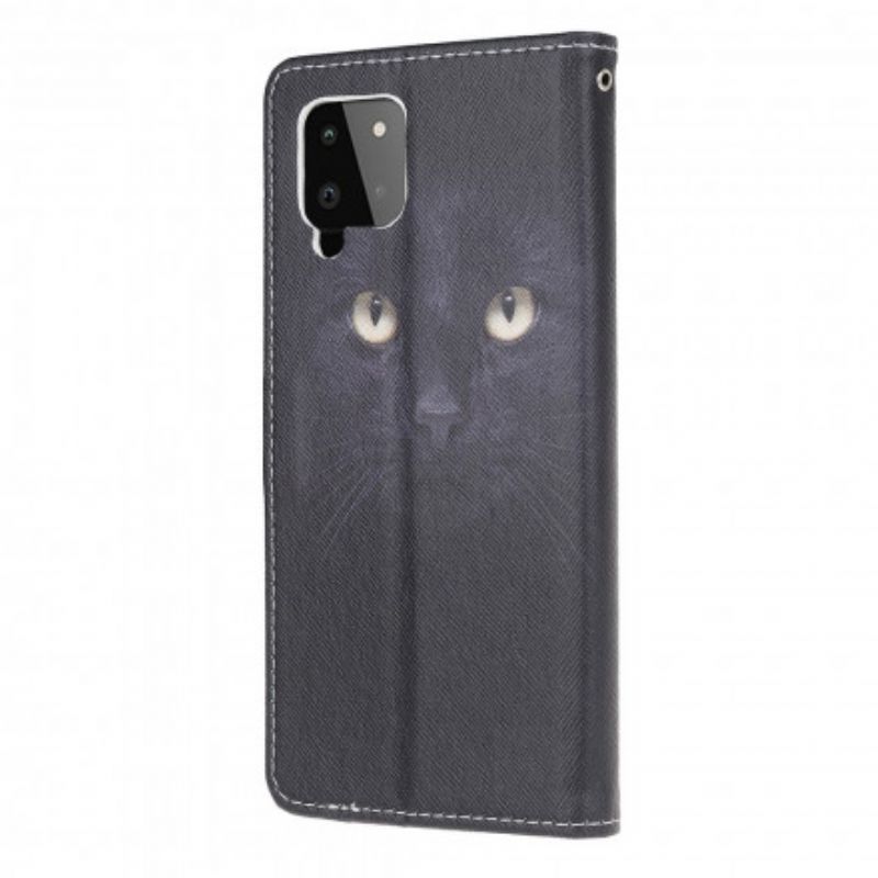 Flipové Puzdro Samsung Galaxy A22 Strappy Black Cat Eyes