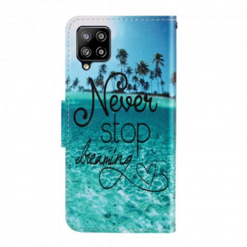 Kožené Puzdro Samsung Galaxy A22 Never Stop Dreaming Navy Strappy