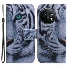 Kožené Puzdro OnePlus 11 5G Biely Tiger