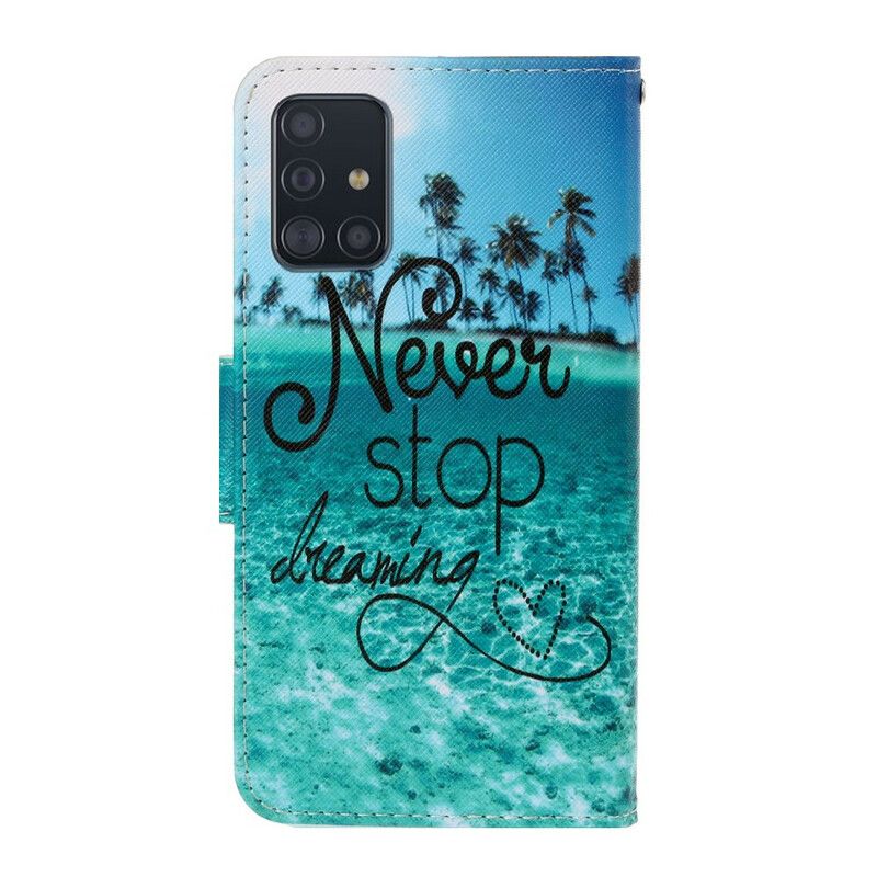 Kožené Puzdro Samsung Galaxy A71 Never Stop Dreaming Navy Strappy