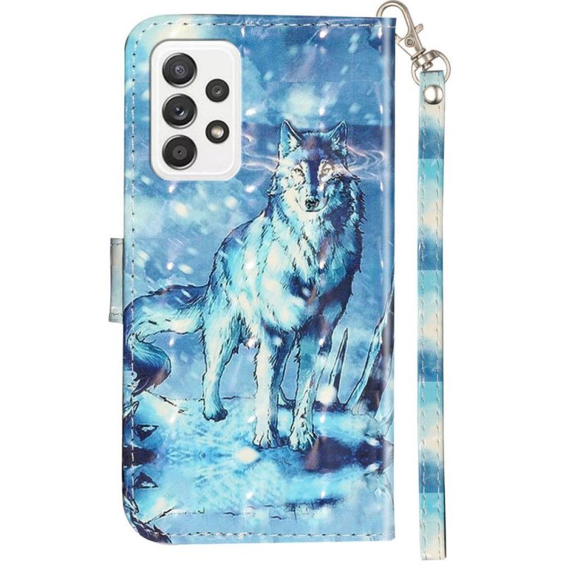 Kožené Puzdro Samsung Galaxy A53 5G Lanyard Wolf