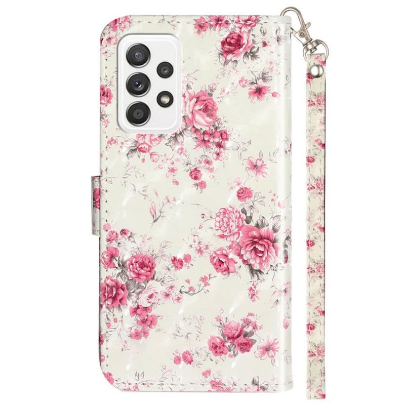 Kožené Puzdro Samsung Galaxy A53 5G Remienok Liberty Flowers