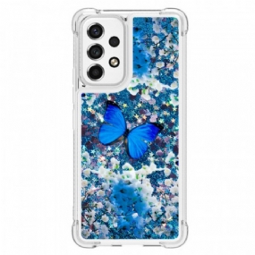 Kryt Samsung Galaxy A53 5G Glitter Blue Butterflies