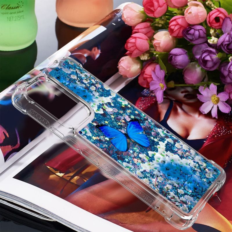 Kryt Samsung Galaxy A53 5G Glitter Blue Butterflies