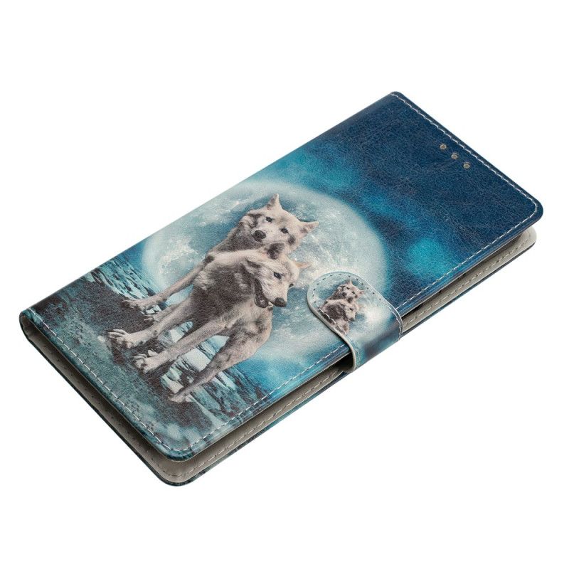 Peňaženkový Kryt Samsung Galaxy A53 5G Moonlight Wolves With Lanyard