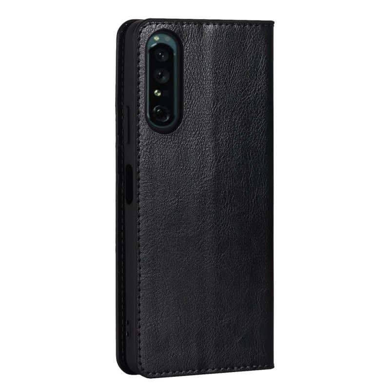 Flipové Puzdro Sony Xperia 1 IV Kožené Puzdro Pravá Koža