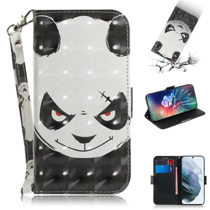 Flipové Puzdro Samsung Galaxy S21 FE Angry Panda With Lanyard