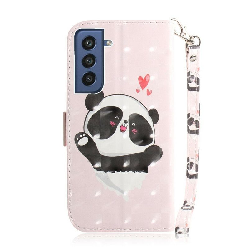 Kožené Puzdro Samsung Galaxy S21 FE Panda Love With Lanyard