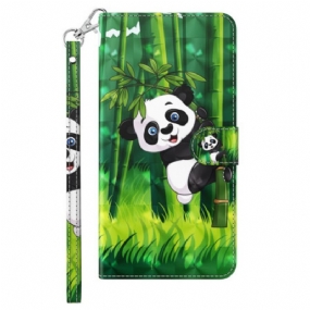 Kožené Puzdro iPhone 15 Pro Max 3d Bambusová Panda S Remienkom