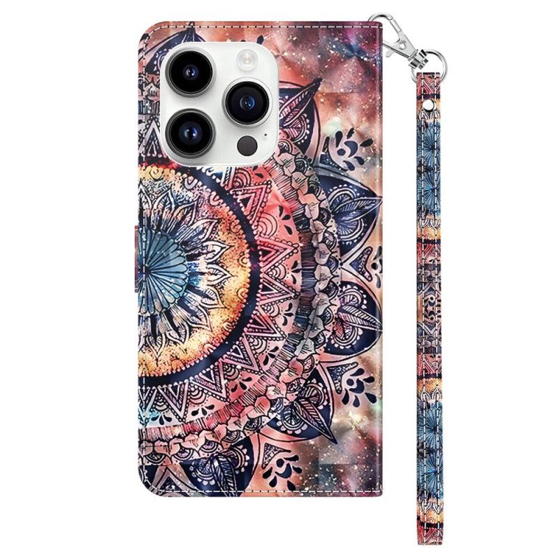 Peňaženkový Kryt iPhone 15 Pro Max Mandala S Remienkom