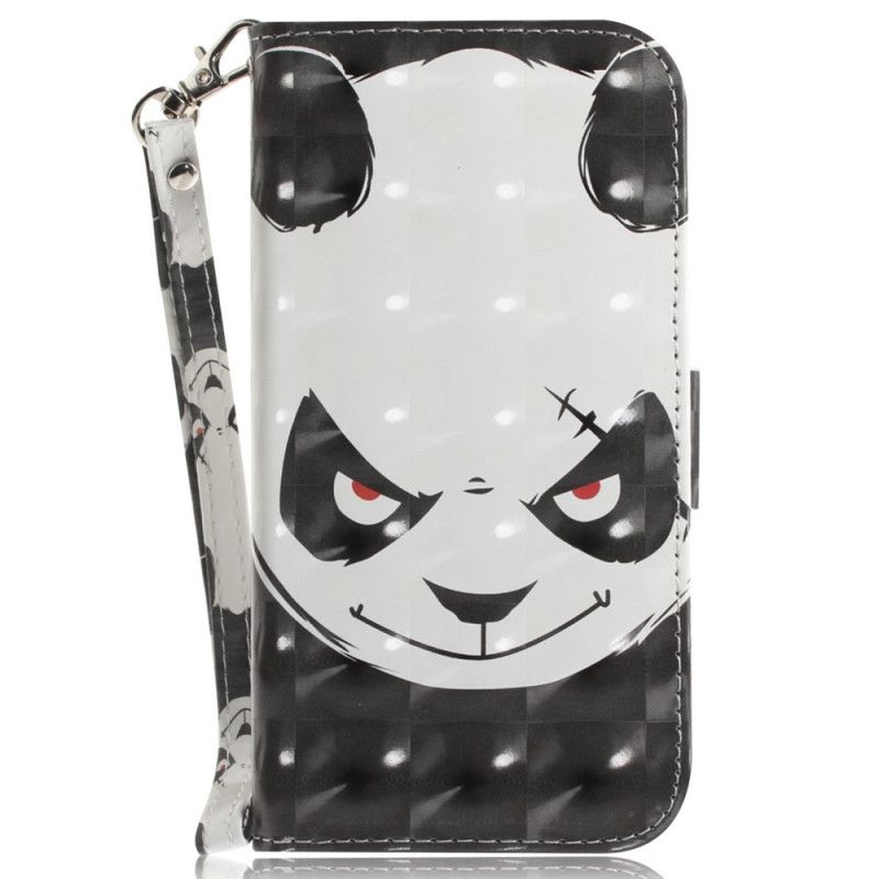 Kožené Puzdro Oppo Reno 7 Angry Panda With Lanyard