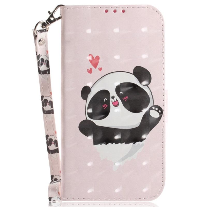 Kožené Puzdro Oppo Reno 7 Panda Love With Lanyard