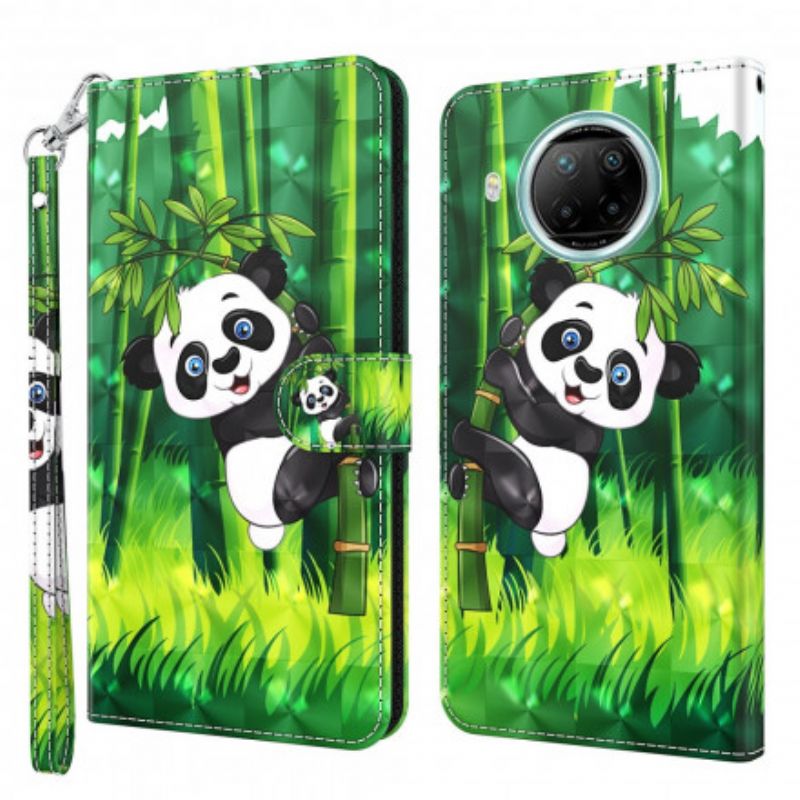 Kožené Puzdro Xiaomi Mi 10T Lite Svetlá Škvrna Panda A Bamboo