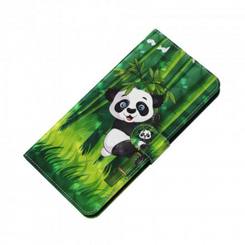 Kožené Puzdro Xiaomi Mi 10T Lite Svetlá Škvrna Panda A Bamboo