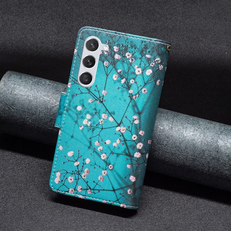 Puzdro Samsung Galaxy S24 5g Peňaženka Plum Blossom S Remienkom