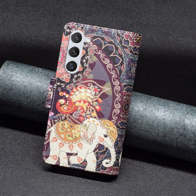 Puzdro Samsung Galaxy S24 5g Peňaženka Tribal Elephant S Popruhom