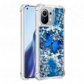 Kryt Xiaomi Mi 11 (5G) Glitter Blue Butterflies