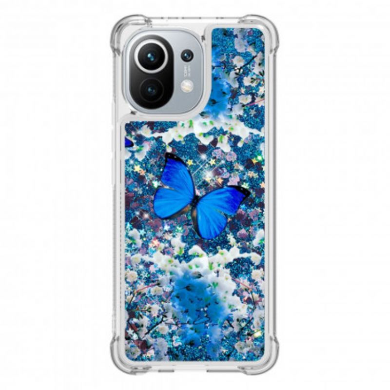 Kryt Xiaomi Mi 11 (5G) Glitter Blue Butterflies