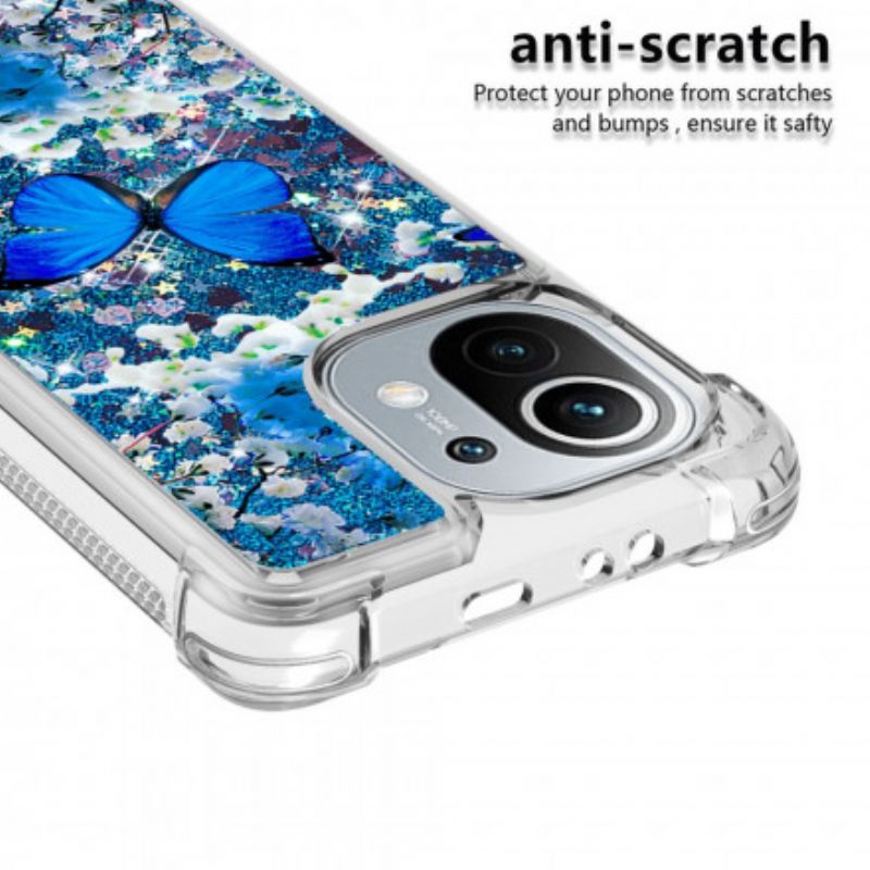 Kryt Xiaomi Mi 11 (5G) Glitter Blue Butterflies