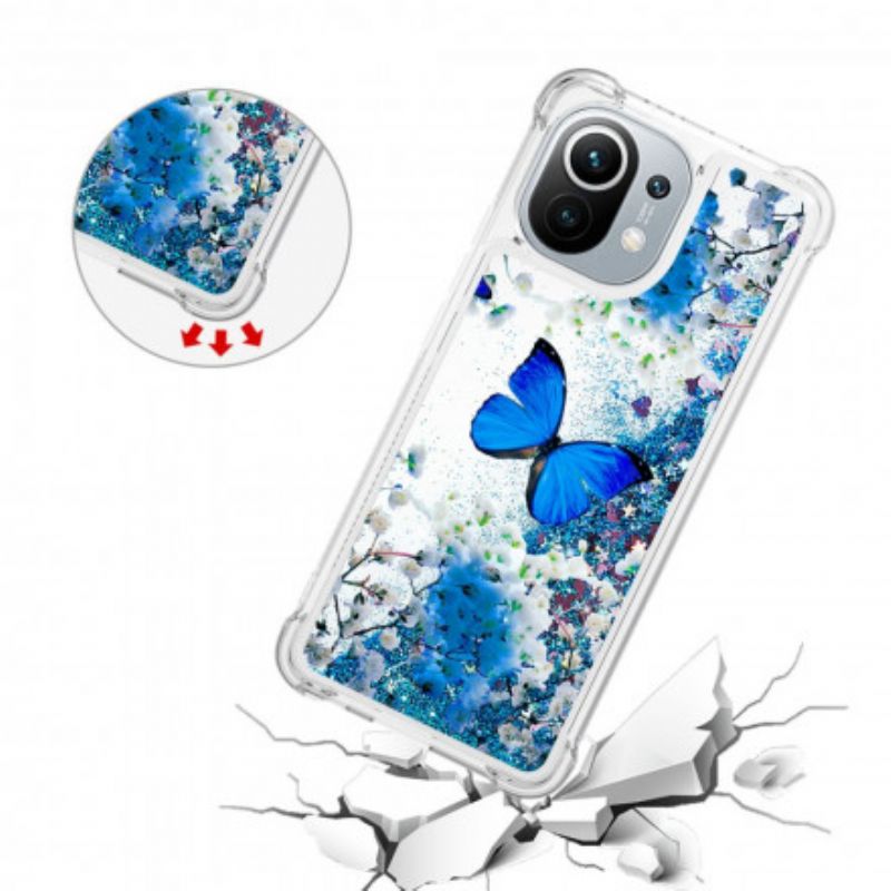 Kryt Xiaomi Mi 11 (5G) Glitter Blue Butterflies