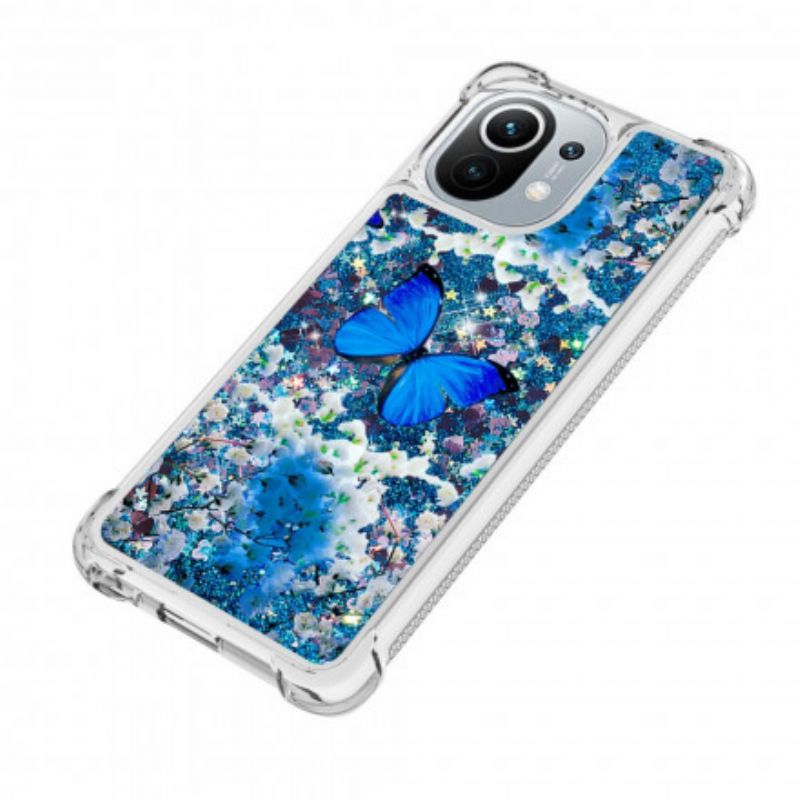 Kryt Xiaomi Mi 11 (5G) Glitter Blue Butterflies