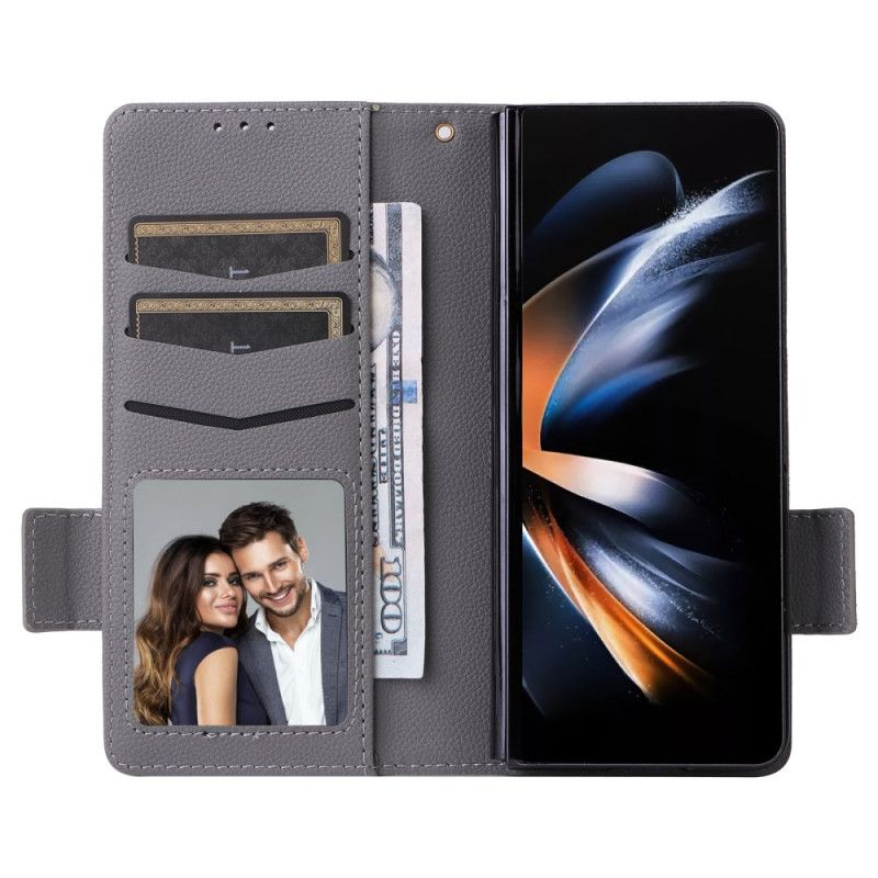 Kožené Puzdro Samsung Galaxy Z Fold 6 Kryt Na Mobil Dvojitá Spona A Remienok