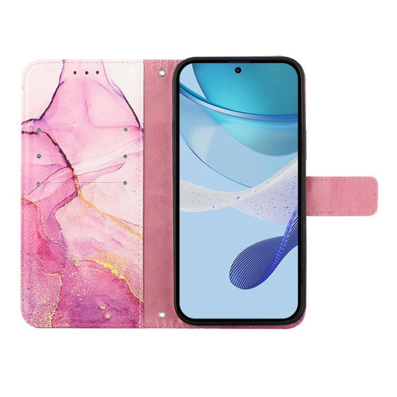 Kožené Puzdro Samsung Galaxy Z Fold 6 Kryt Na Mobil Mramorový Ramenný Popruh