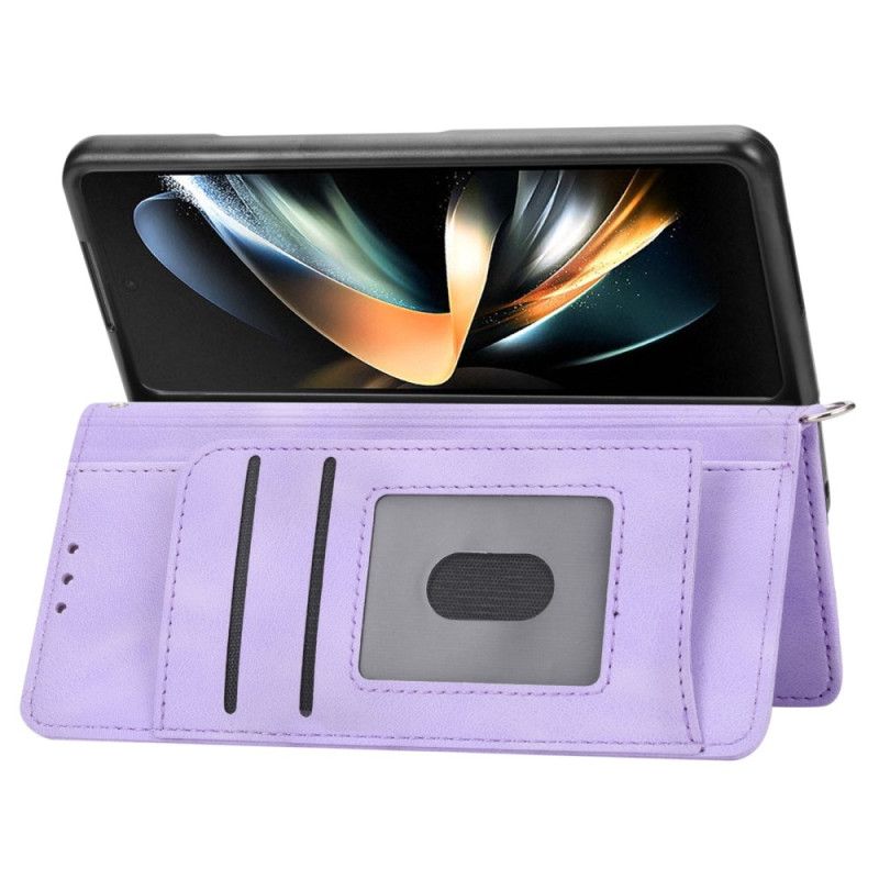 Puzdro Na Samsung Galaxy Z Fold 6 Čipkovaný Vzor S Popruhom A Popruhom Cez Rameno