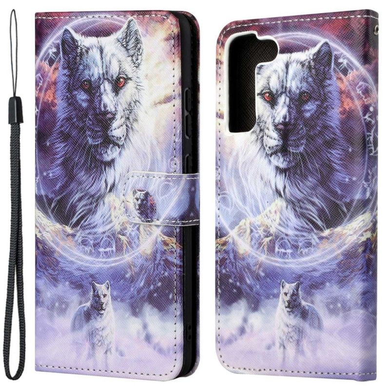 Kožené Puzdro Samsung Galaxy S23 5G Lanyard Wolf