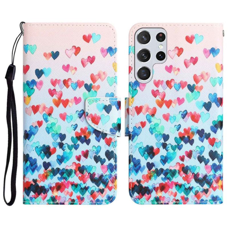 Kožené Puzdro Samsung Galaxy S23 Ultra 5G Iba Strappy Hearts