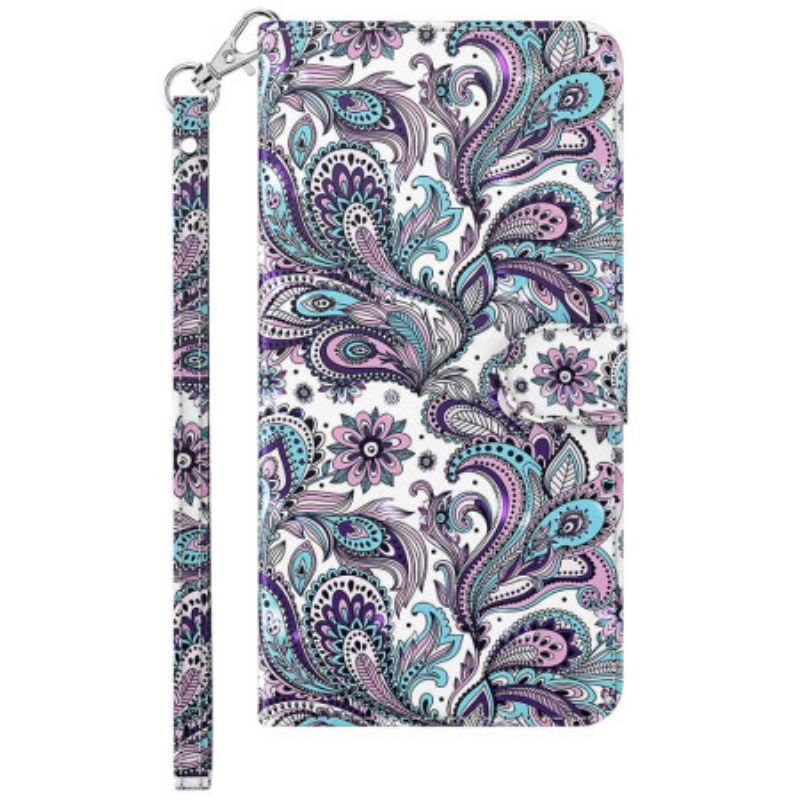 Kožené Puzdro Samsung Galaxy S23 Ultra 5G Strappy Paisley Vzor