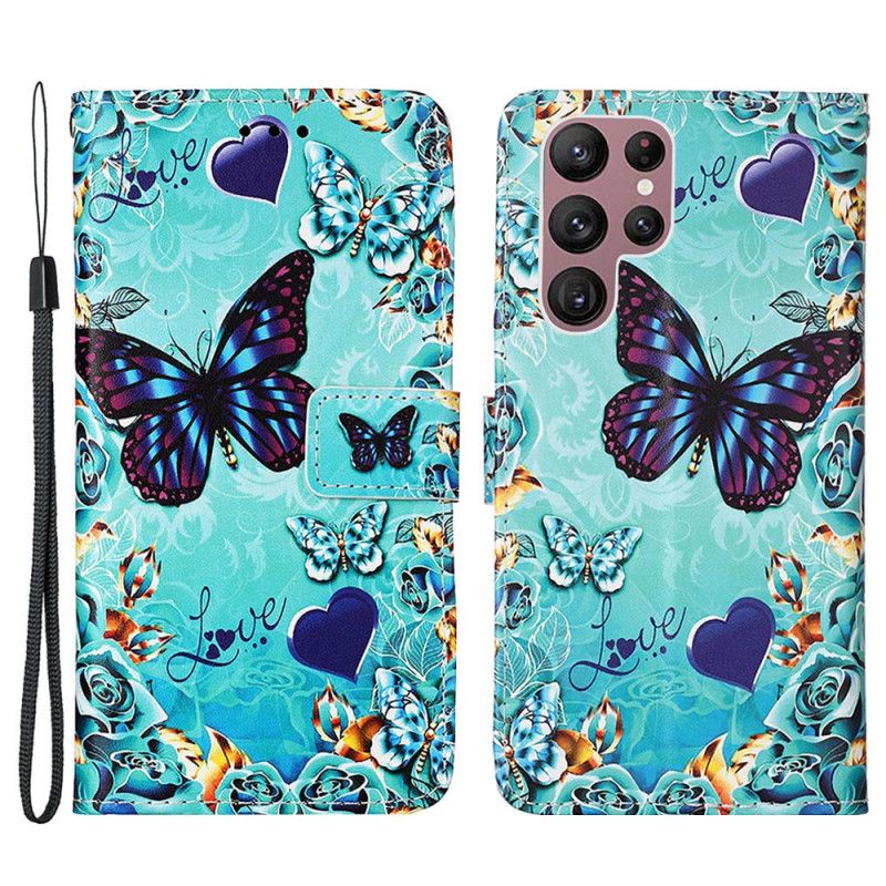 Kožené Puzdro Samsung Galaxy S23 Ultra 5G Tangá Butterflies