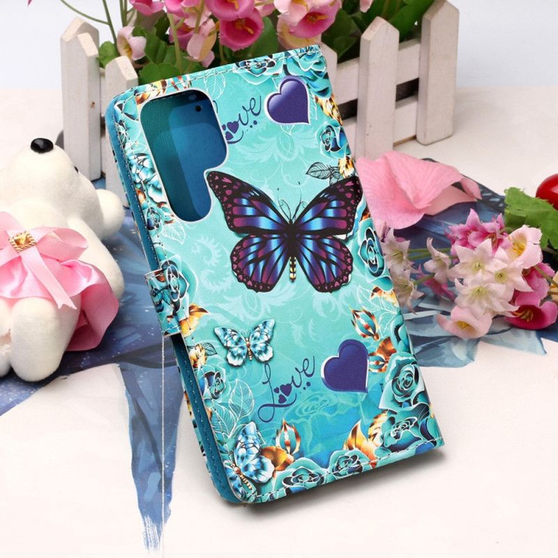 Kožené Puzdro Samsung Galaxy S23 Ultra 5G Tangá Butterflies