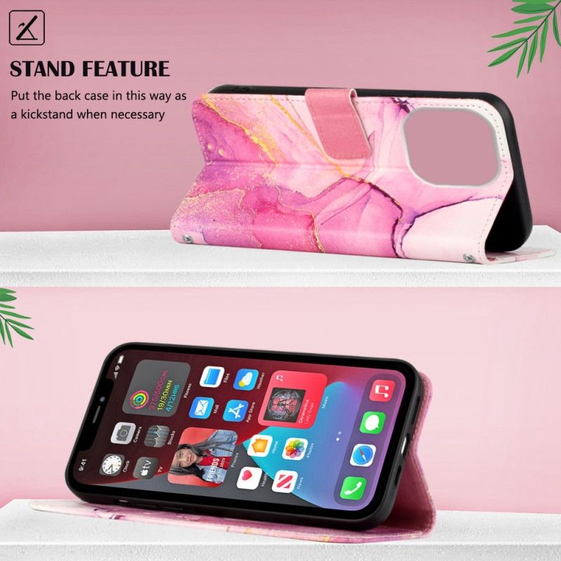 Peňaženkový Kryt iPhone 14 Pro Max Strip Mramor