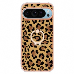 Kryt Na Google Pixel 9 Pro Držiak Na Prsteň S Leopardím Vzorom