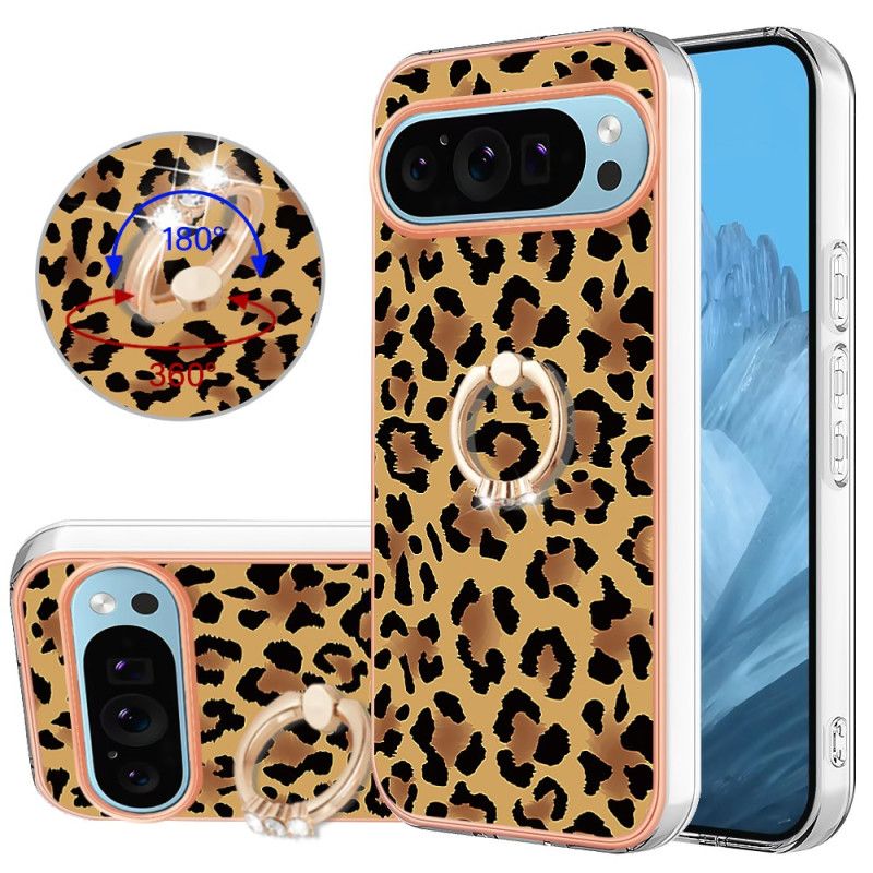 Kryt Na Google Pixel 9 Pro Držiak Na Prsteň S Leopardím Vzorom