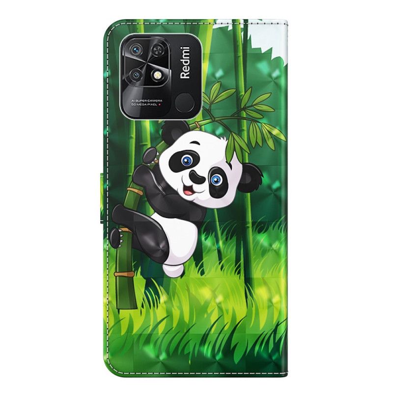 Kožené Puzdro Xiaomi Redmi 10C Bambusová Panda So Šnúrkou