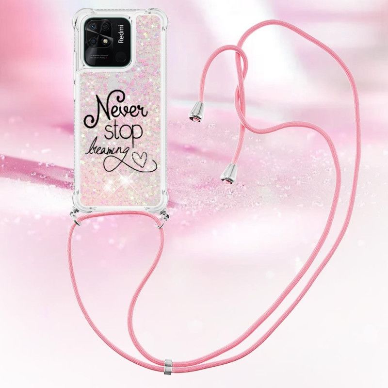 Kryt Xiaomi Redmi 10C Never Stop Glitter Drawstring