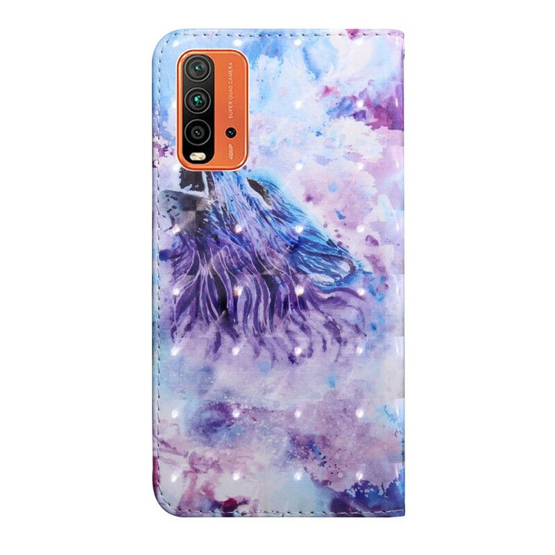 Kožené Puzdro Xiaomi Redmi 9T Akvarel Vlk