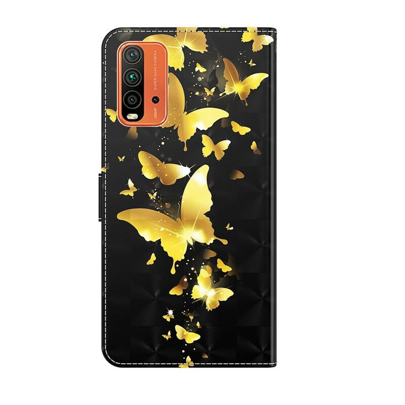 Kožené Puzdro Xiaomi Redmi 9T Žlté Motýle