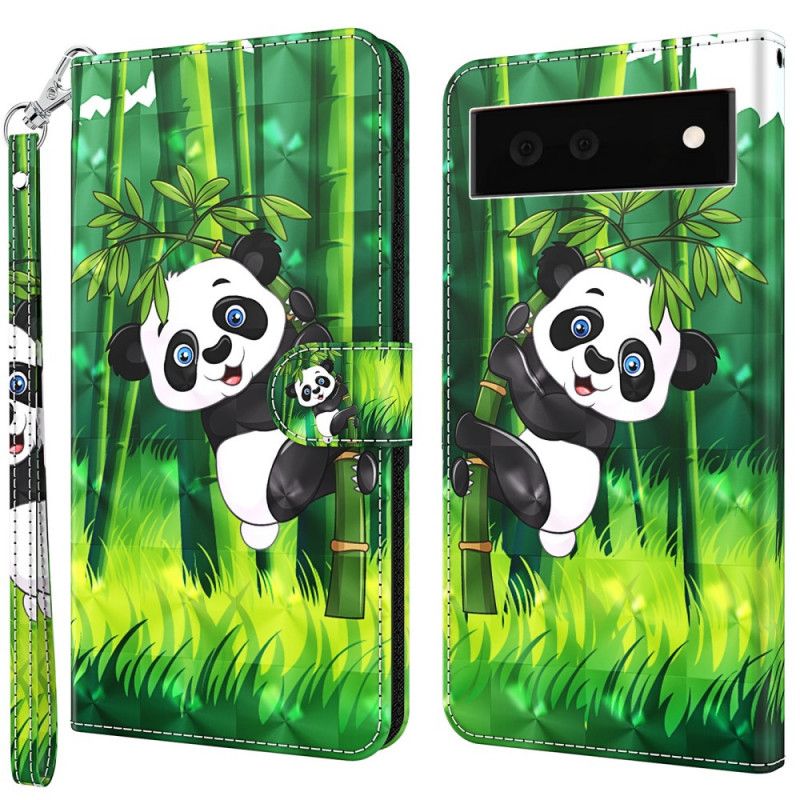 Flipové Puzdro Google Pixel 6A Strappy Panda