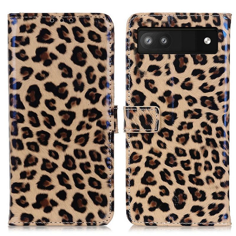 Kožené Puzdro Google Pixel 6A Štýl Leopardej Kože