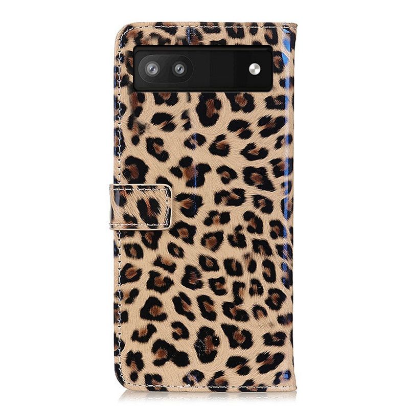 Kožené Puzdro Google Pixel 6A Štýl Leopardej Kože