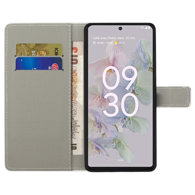 Kožené Puzdro Google Pixel 6A Tropické Kvety