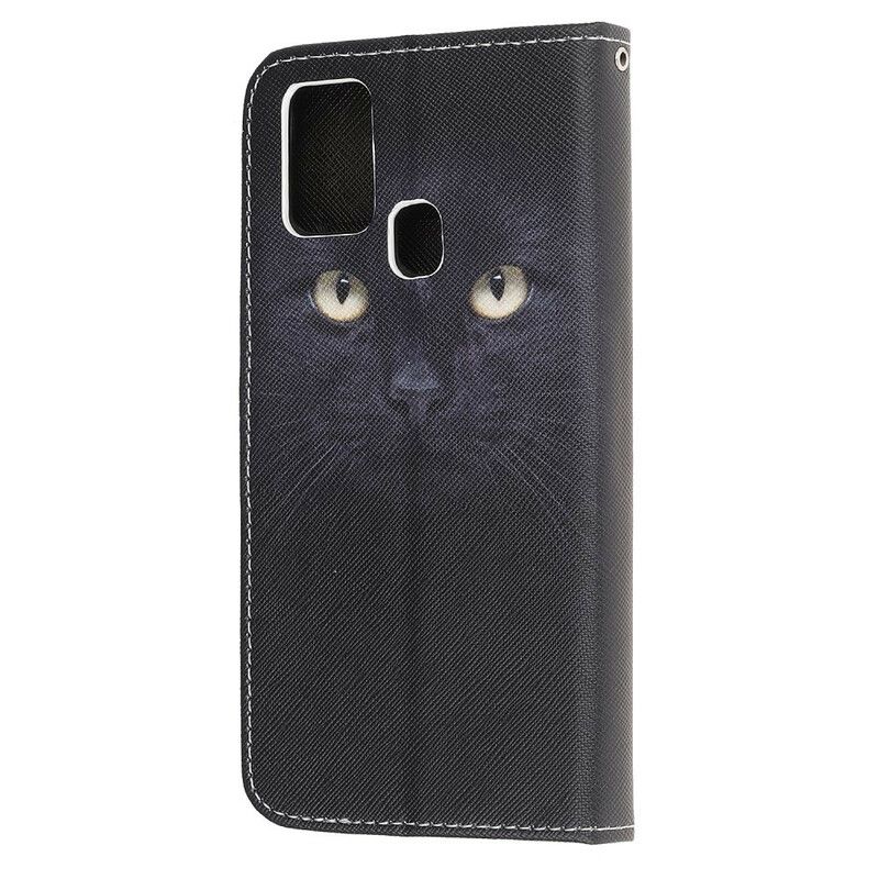 Peňaženkový Kryt OnePlus Nord N100 Strappy Black Cat Eyes