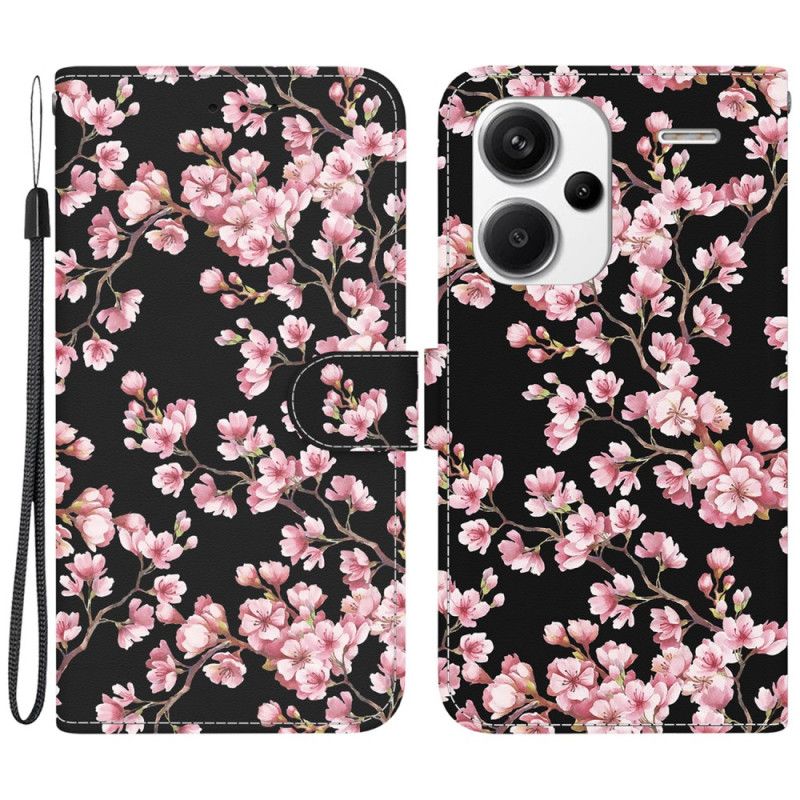 Kožené Puzdro Xiaomi Redmi Note 13 Pro Plus 5g Peňaženka Plum Blossoms