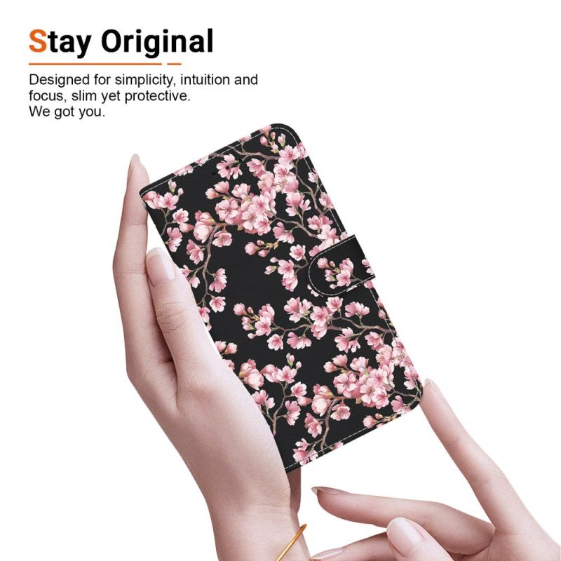 Kožené Puzdro Xiaomi Redmi Note 13 Pro Plus 5g Peňaženka Plum Blossoms