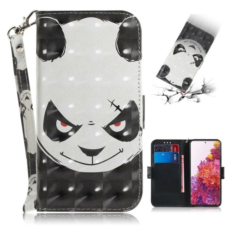 Kožené Puzdro Samsung Galaxy S20 FE Angry Panda With Lanyard