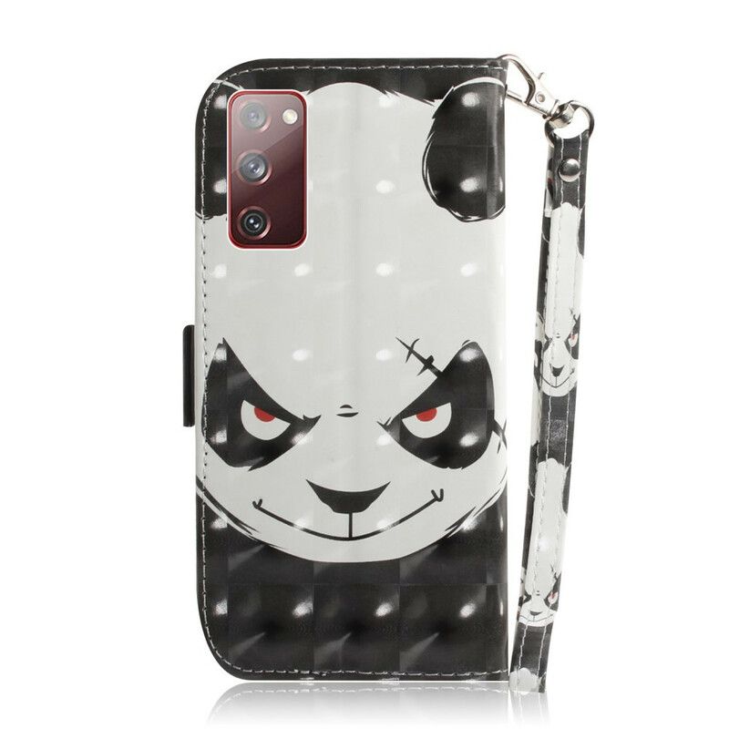 Kožené Puzdro Samsung Galaxy S20 FE Angry Panda With Lanyard