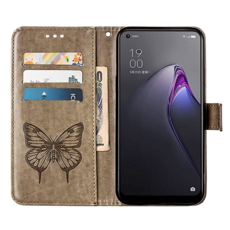 Kožené Puzdro Oppo Reno 8 Pro Barokový Motýľ Strappy